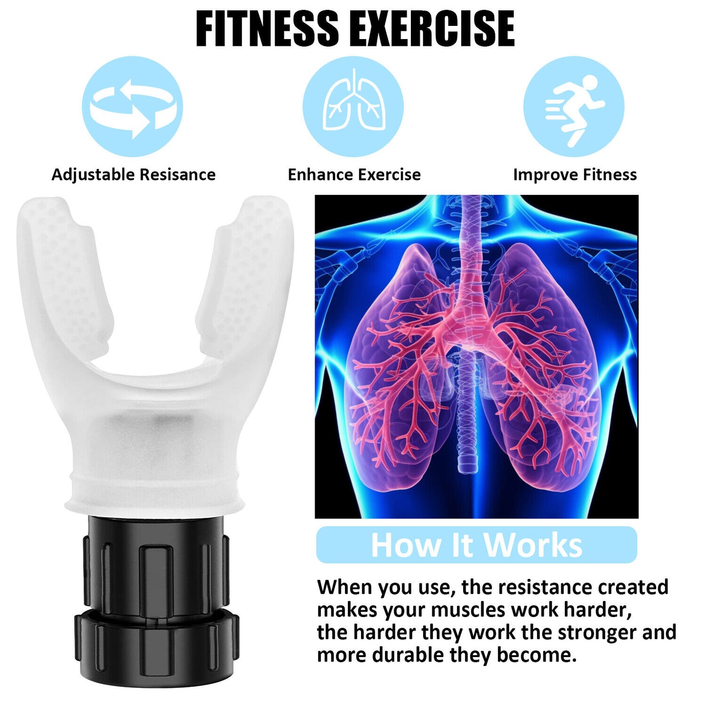 Breathing Trainer for Lungs Portable Breath Fitness Equipment Exerciser Device